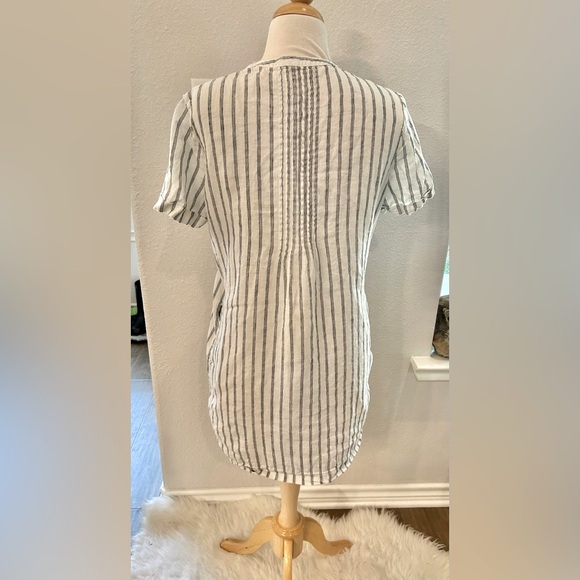Quince 100% linen Striped Short Sleeve Dress - Neutral Stripes medium - Picture 5 of 7